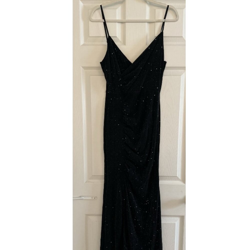 V-neck suspender dress sexy high slit slim fit hip-hugging long skirt